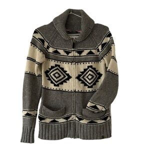 Triple Five Soul full zip Cowichan style sweater wool blend size small